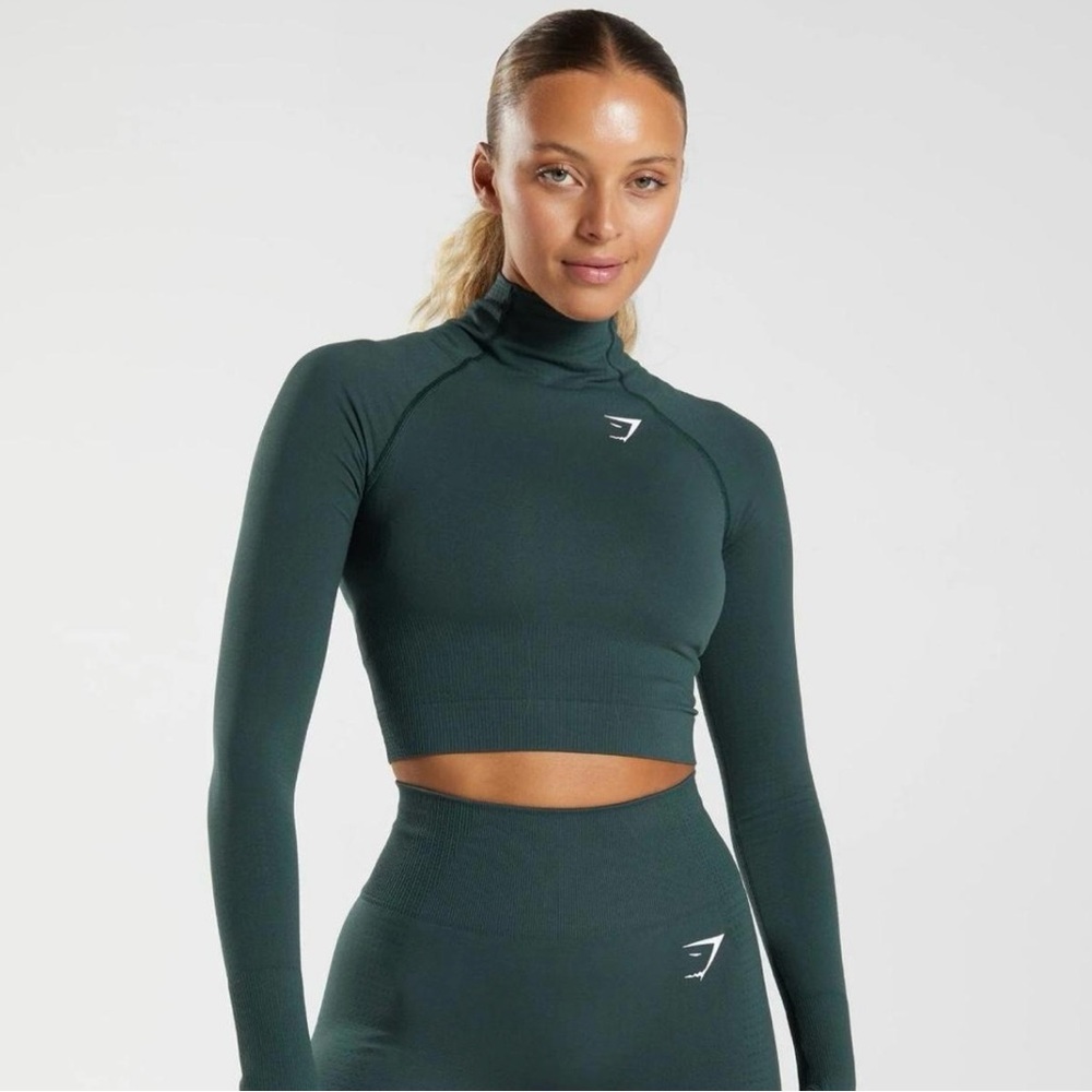 Gymshark Green Long Sleeve Fitted Crop Top